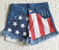 Girls Denim Distressed Shorts-USA