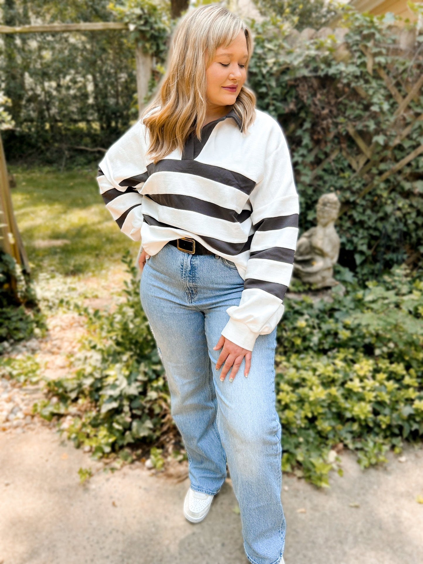 Jordan Jacquard & Striped Pullover Girl Code Couture