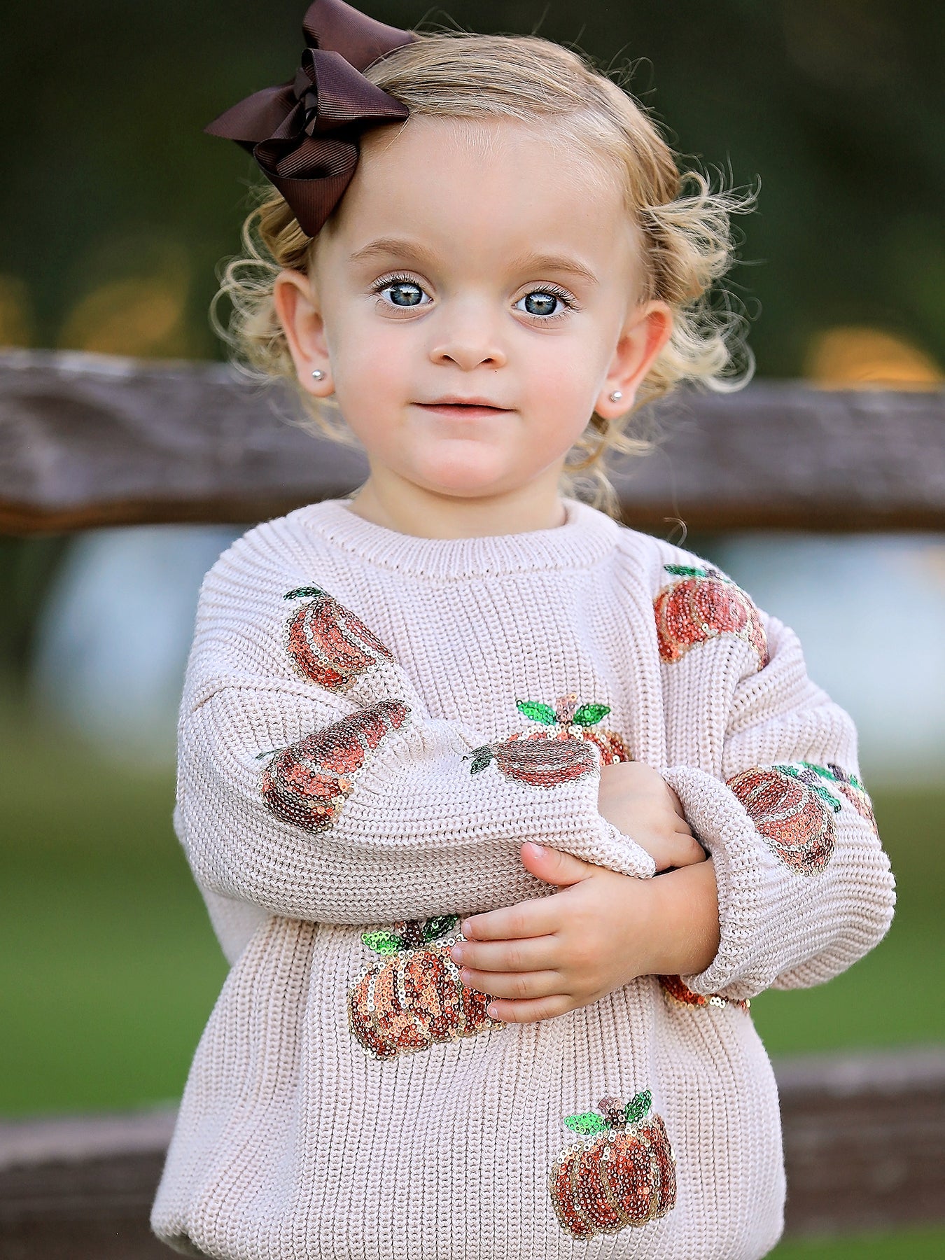 Thanksgiving Pumpkin Sequin Sweater – Beige, Perfect for Fall Rylee Faith Designs
