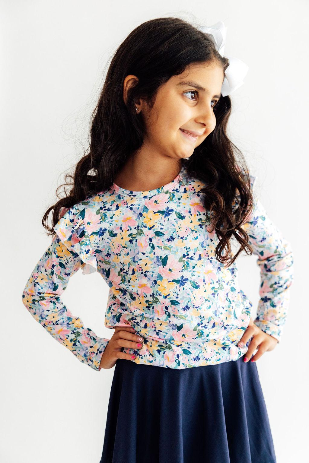 Fall Floral L/S Ruffle Tee Mila & Rose ®