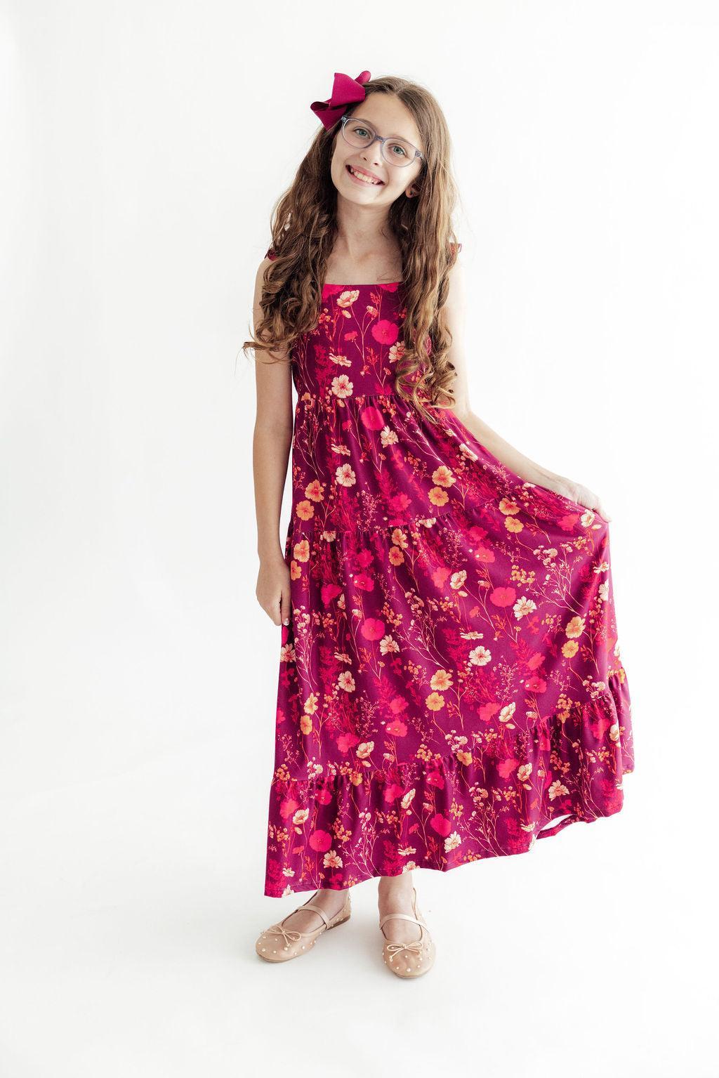 Retro Wildflower Ruffle Maxi Dress Mila & Rose ®