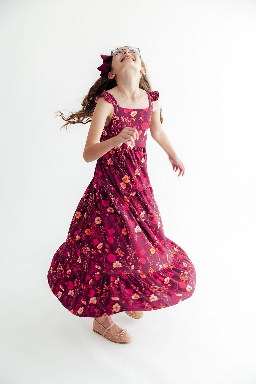 Retro Wildflower Ruffle Maxi Dress Mila & Rose ®