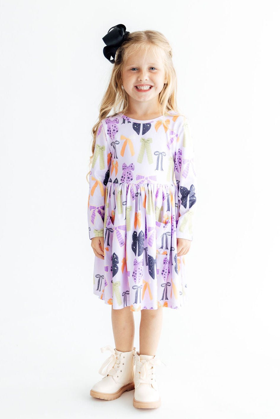 Tied with a Boo Lavender L/S Pocket Twirl Dress Mila & Rose ®