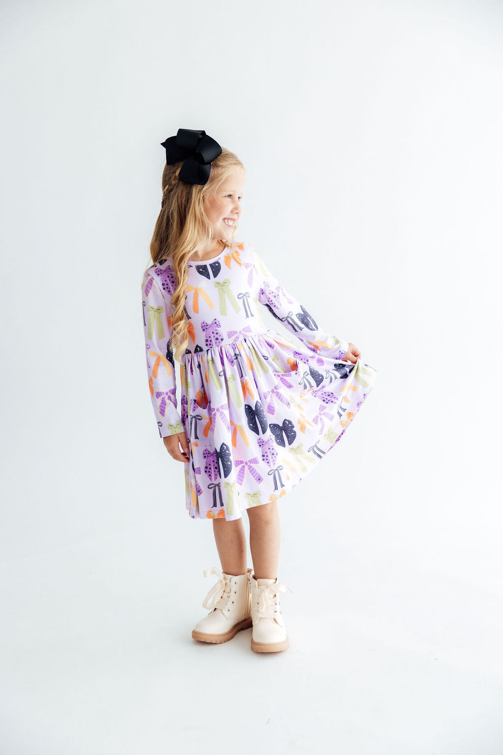 Tied with a Boo Lavender L/S Pocket Twirl Dress Mila & Rose ®