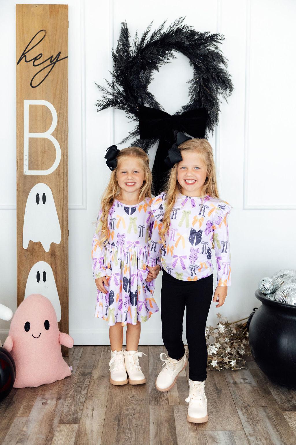 Tied with a Boo Lavender L/S Pocket Twirl Dress Mila & Rose ®