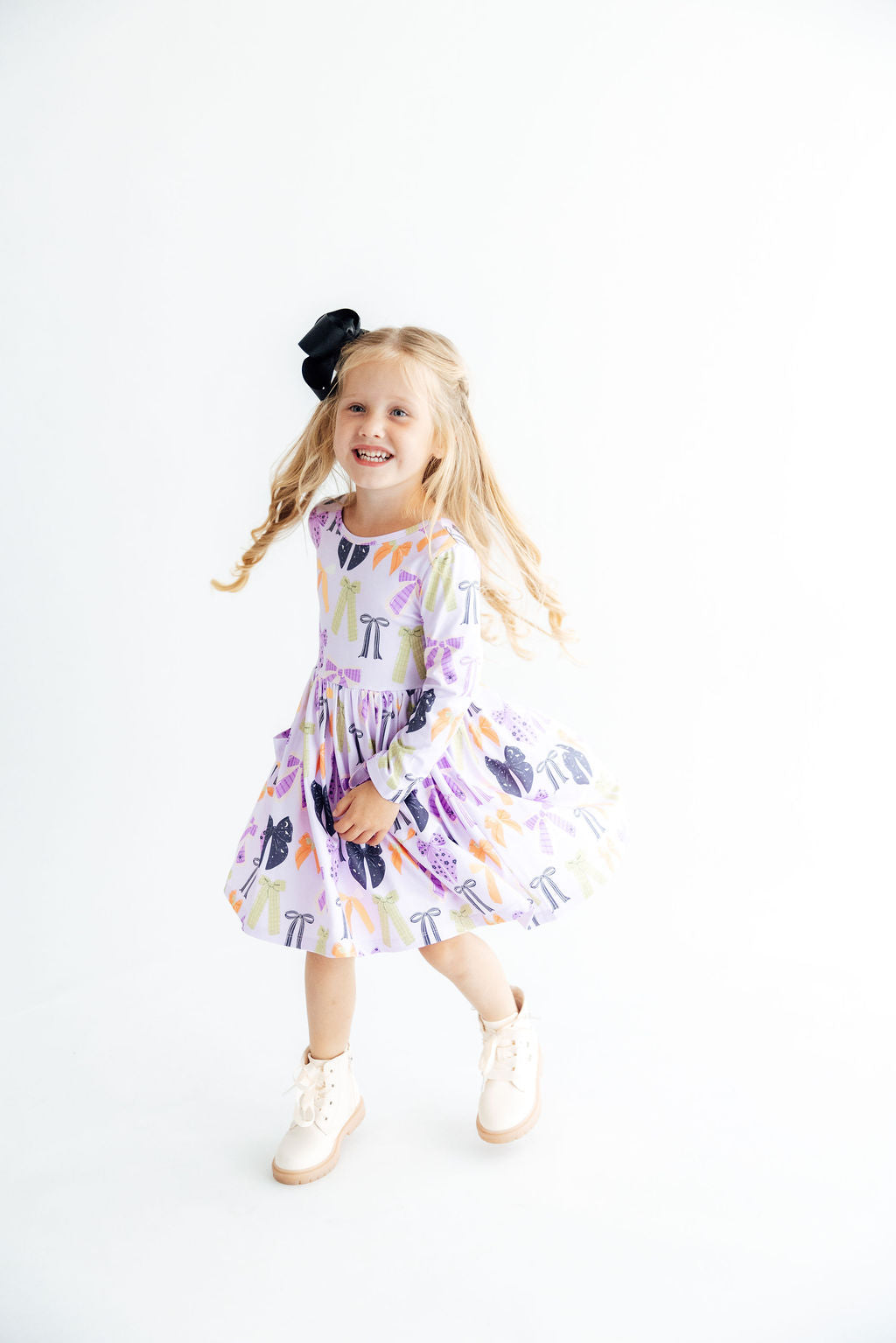 Tied with a Boo Lavender L/S Pocket Twirl Dress Mila & Rose ®