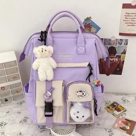 New Purple Waterproof Candy Colors Backpack For Women And Girls Fancy High School Bags for Teenage Girl Cute Travel Bag Stevvex