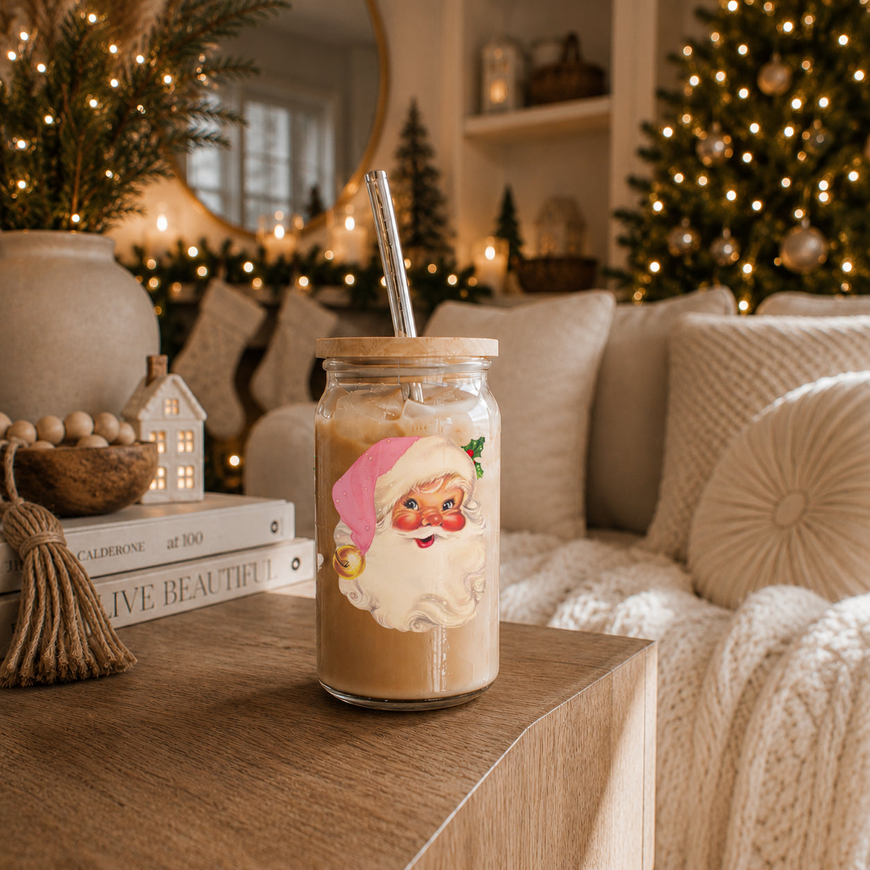 Vintage Pink Santa 17oz