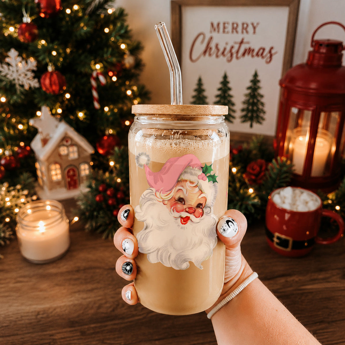 Vintage Pink Santa 17oz