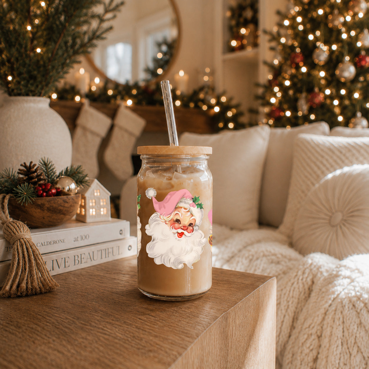 Vintage Pink Santa 17oz