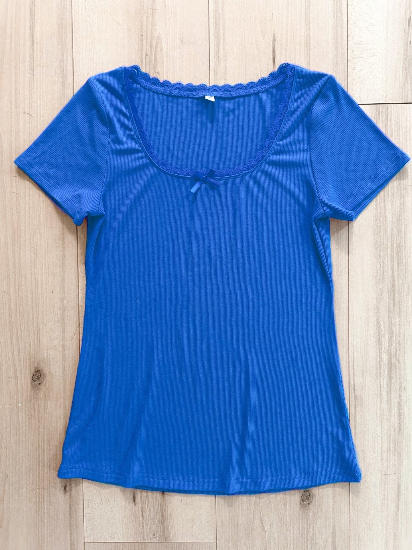 Lace Trim Forever Soft Ribbed Tee Girl Code Couture