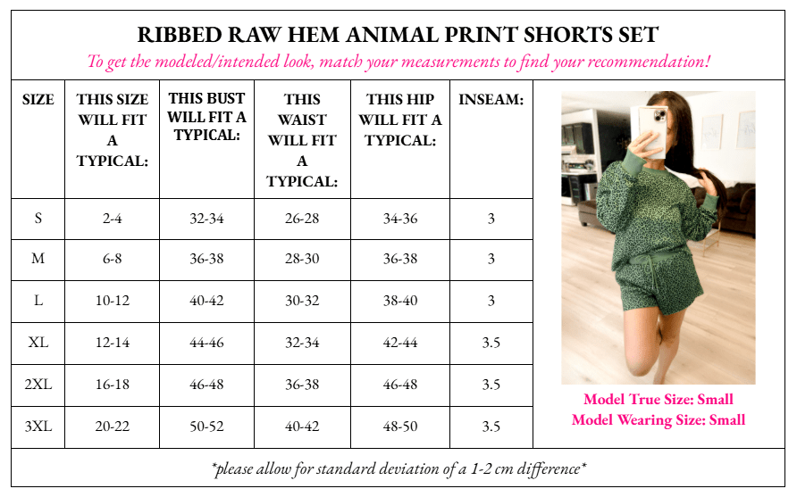 Ribbed Leopard Print Two Piece Raw Hem Short Set Girl Code Couture