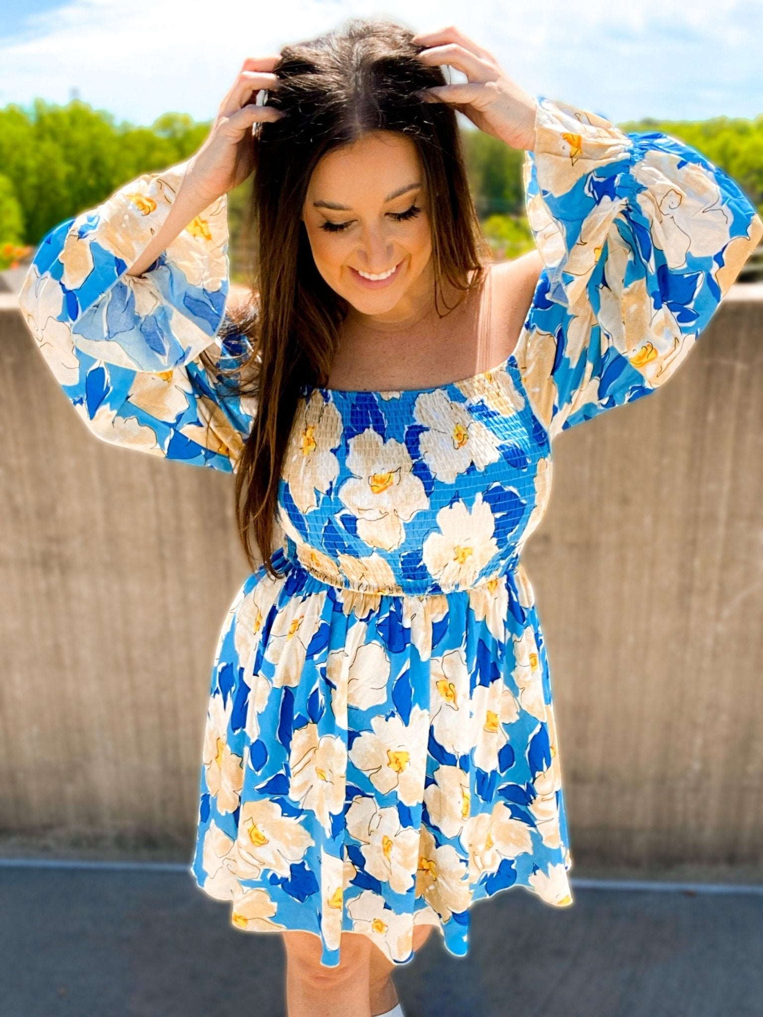 Sabrina Smocked Bell Sleeve Dress Girl Code Couture