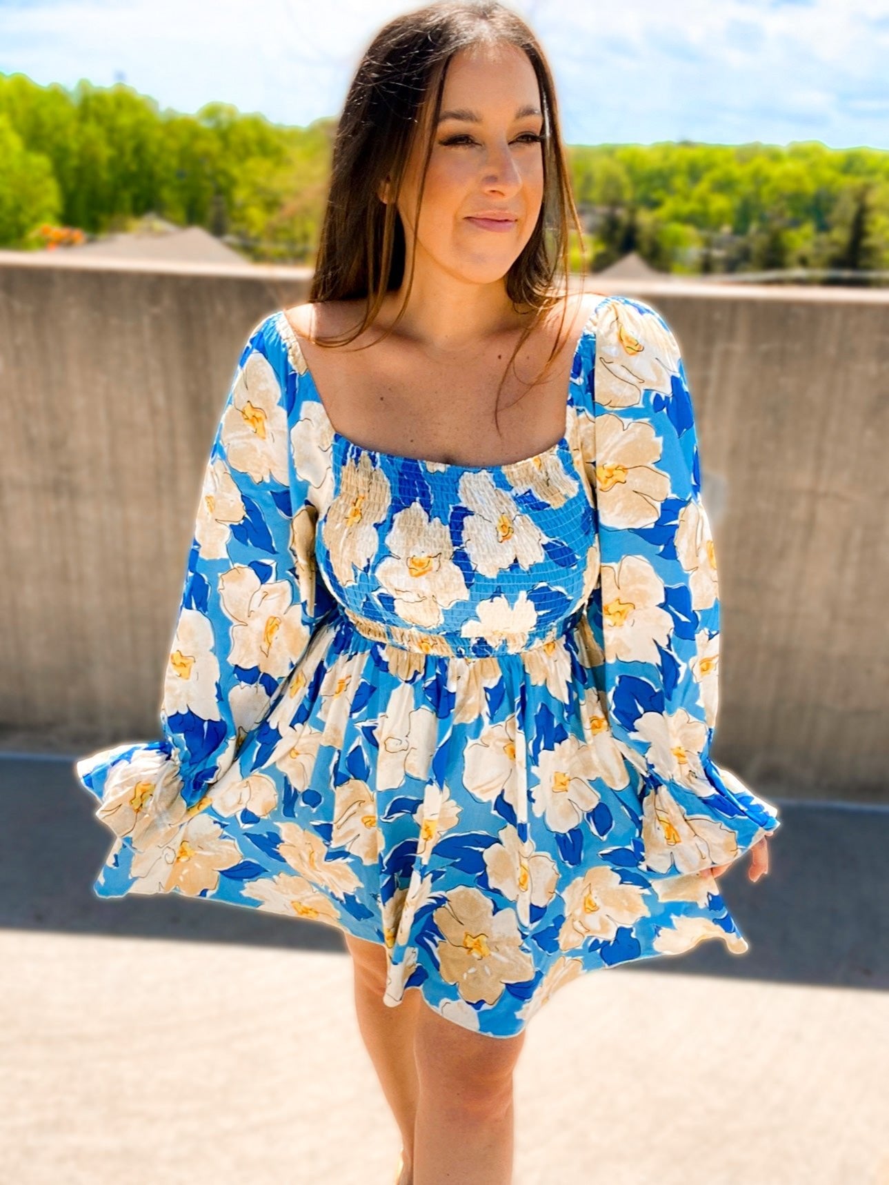 Sabrina Smocked Bell Sleeve Dress Girl Code Couture