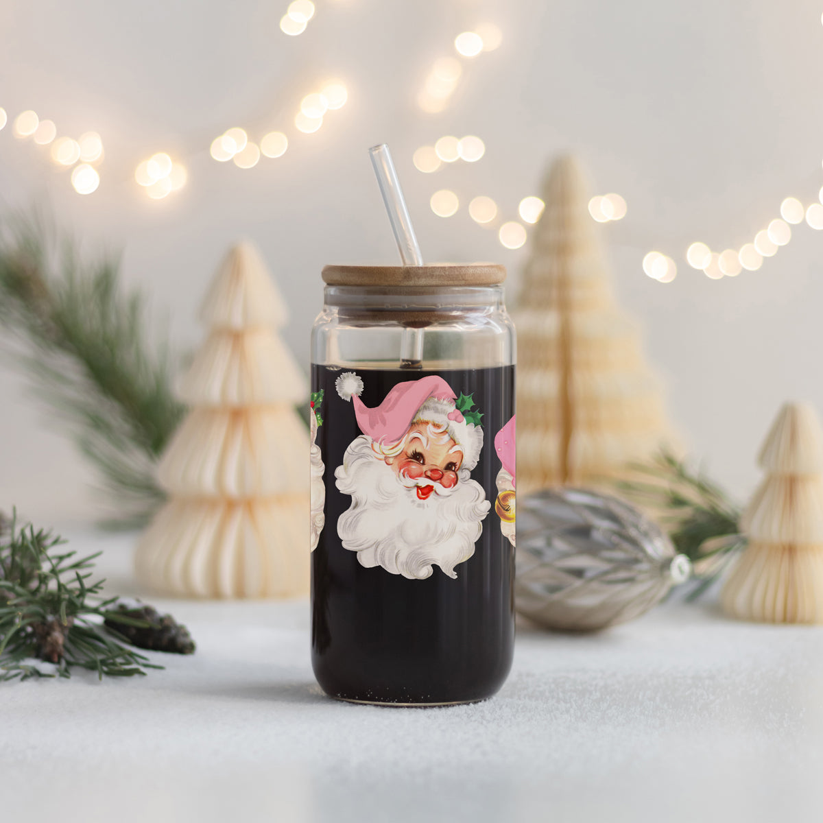 Vintage Pink Santa 17oz
