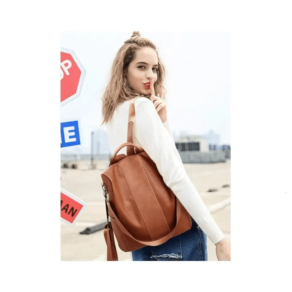 Sizzling Anti-Theft Vintage Style Leather Backpacks for Teenager Girls And Women School Bagpack For Females Travel Bags Stevvex