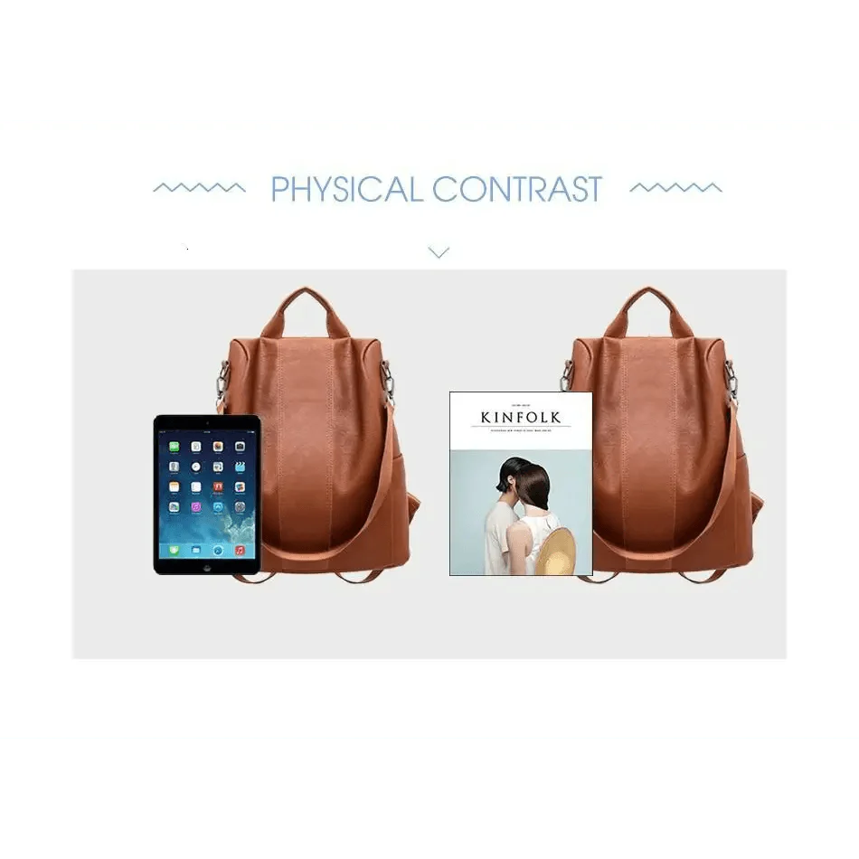 Sizzling Anti-Theft Vintage Style Leather Backpacks for Teenager Girls And Women School Bagpack For Females Travel Bags Stevvex