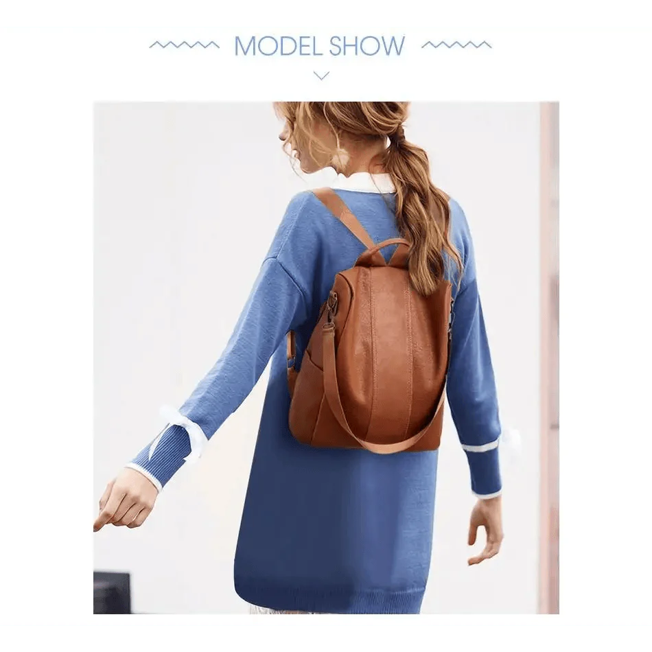 Sizzling Anti-Theft Vintage Style Leather Backpacks for Teenager Girls And Women School Bagpack For Females Travel Bags Stevvex