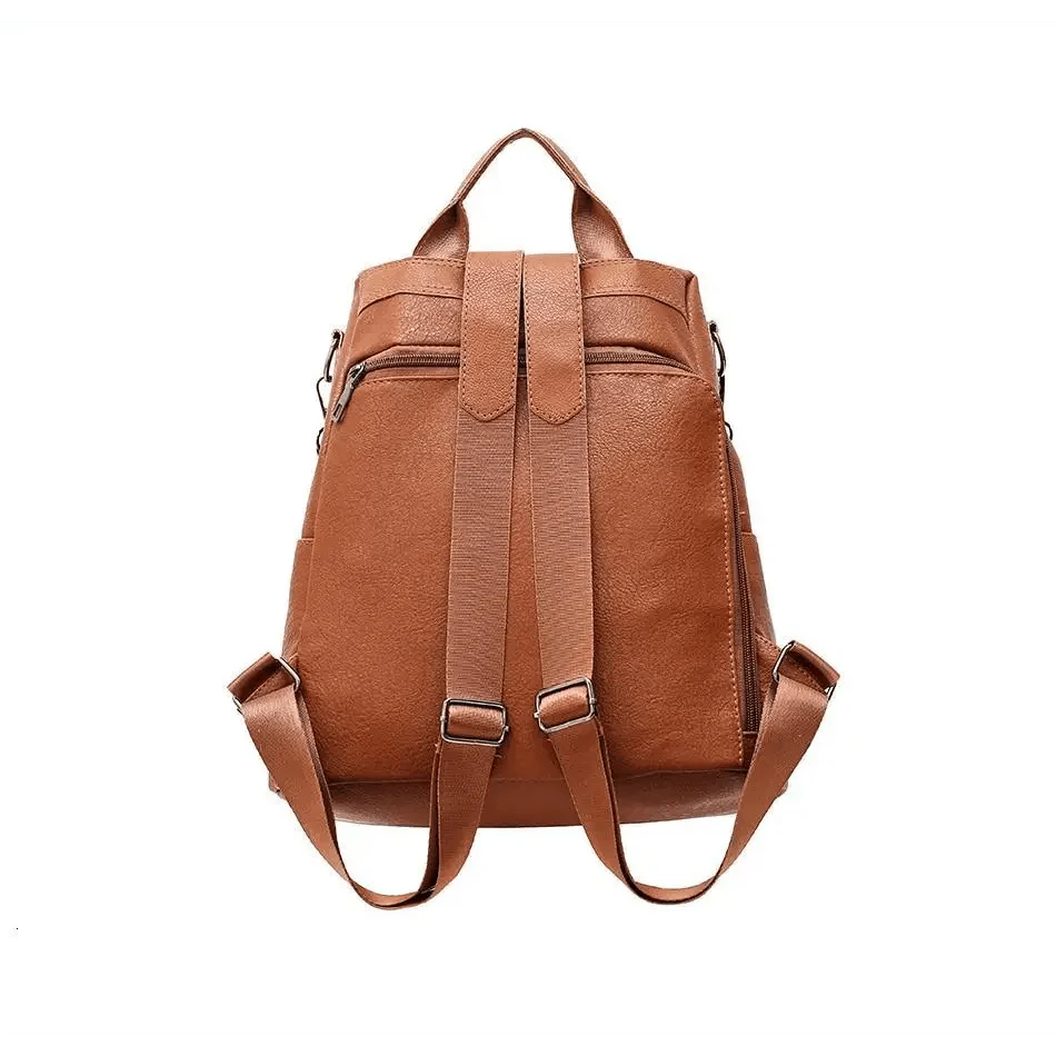 Sizzling Anti-Theft Vintage Style Leather Backpacks for Teenager Girls And Women School Bagpack For Females Travel Bags Stevvex