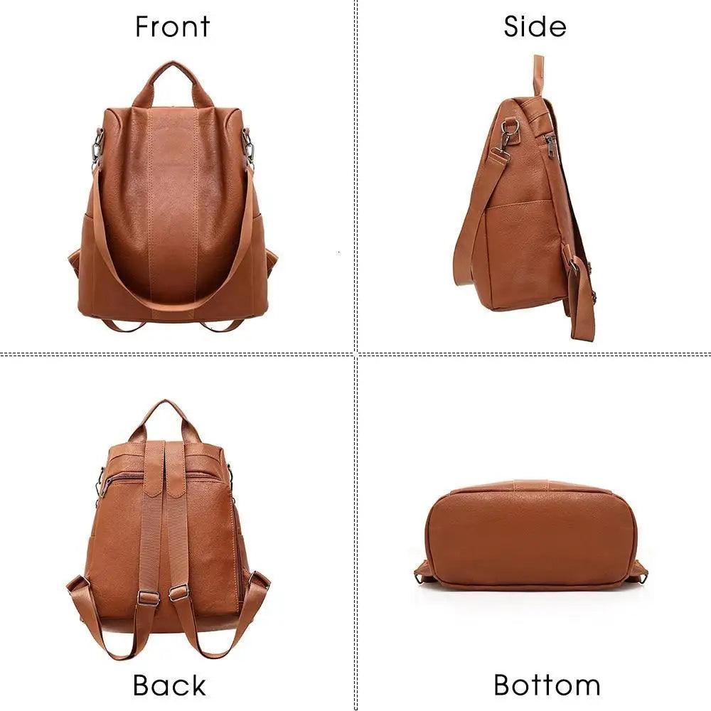 Sizzling Anti-Theft Vintage Style Leather Backpacks for Teenager Girls And Women School Bagpack For Females Travel Bags Stevvex