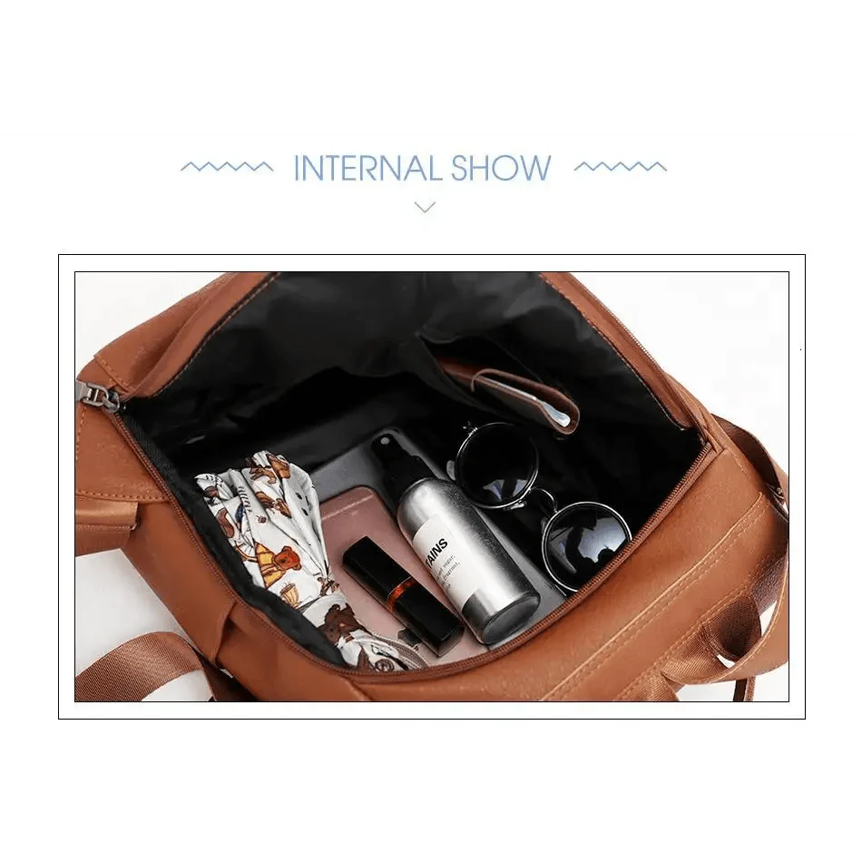 Sizzling Anti-Theft Vintage Style Leather Backpacks for Teenager Girls And Women School Bagpack For Females Travel Bags Stevvex