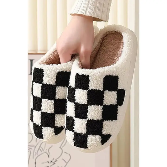 Black or Red Checkered Slippers