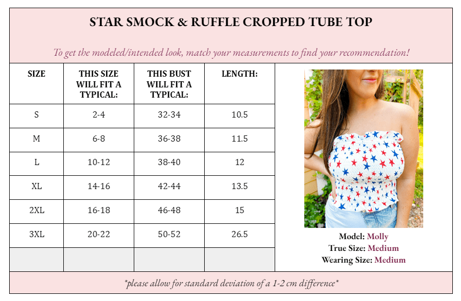 Star Smocked & Ruffled Cropped Tube Top Girl Code Couture