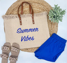 Load image into Gallery viewer, rts: Summer Vibes embroidered Knitted Canvas Tote-
