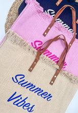 Load image into Gallery viewer, rts: Summer Vibes embroidered Knitted Canvas Tote-
