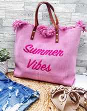 Load image into Gallery viewer, rts: Summer Vibes embroidered Knitted Canvas Tote-
