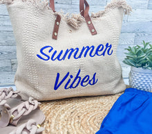 Load image into Gallery viewer, rts: Summer Vibes embroidered Knitted Canvas Tote-

