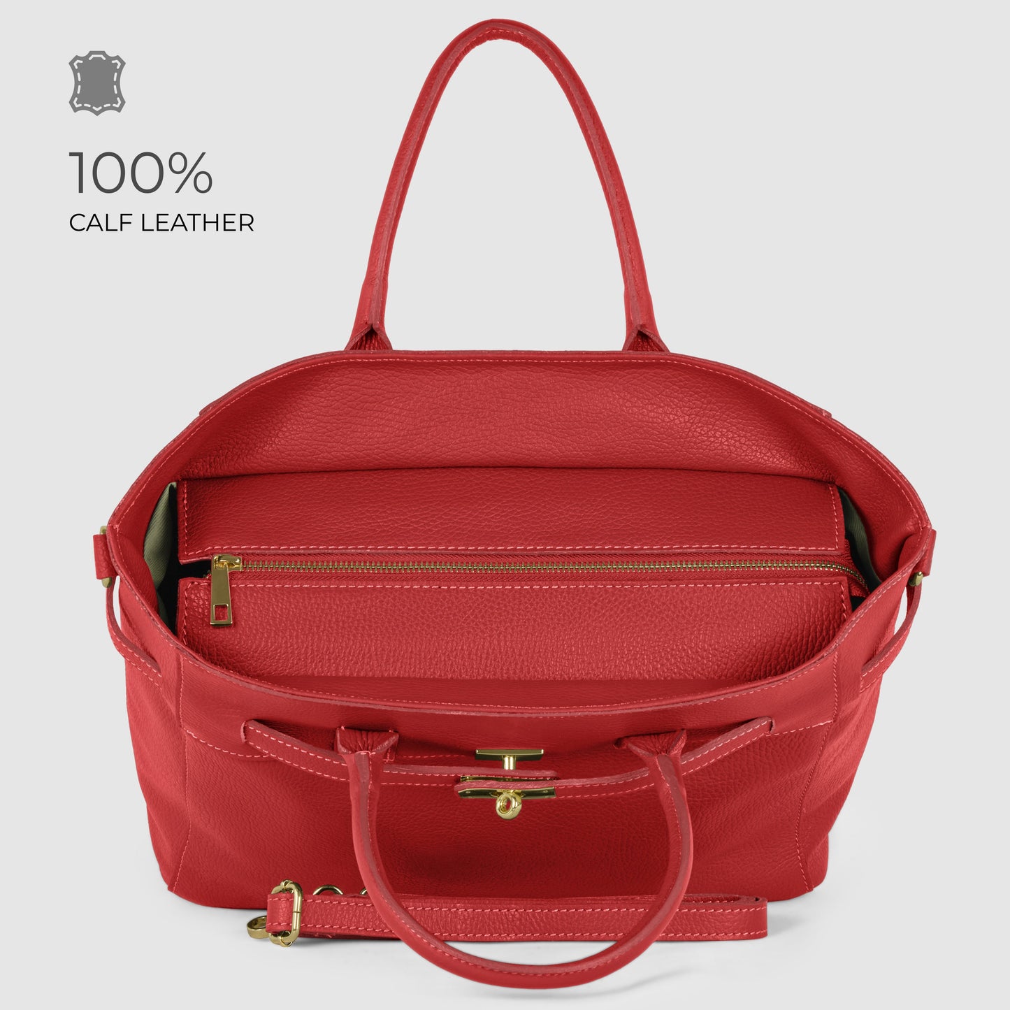 Italian Genuine Calf Leather Top-Handle Bag 233233