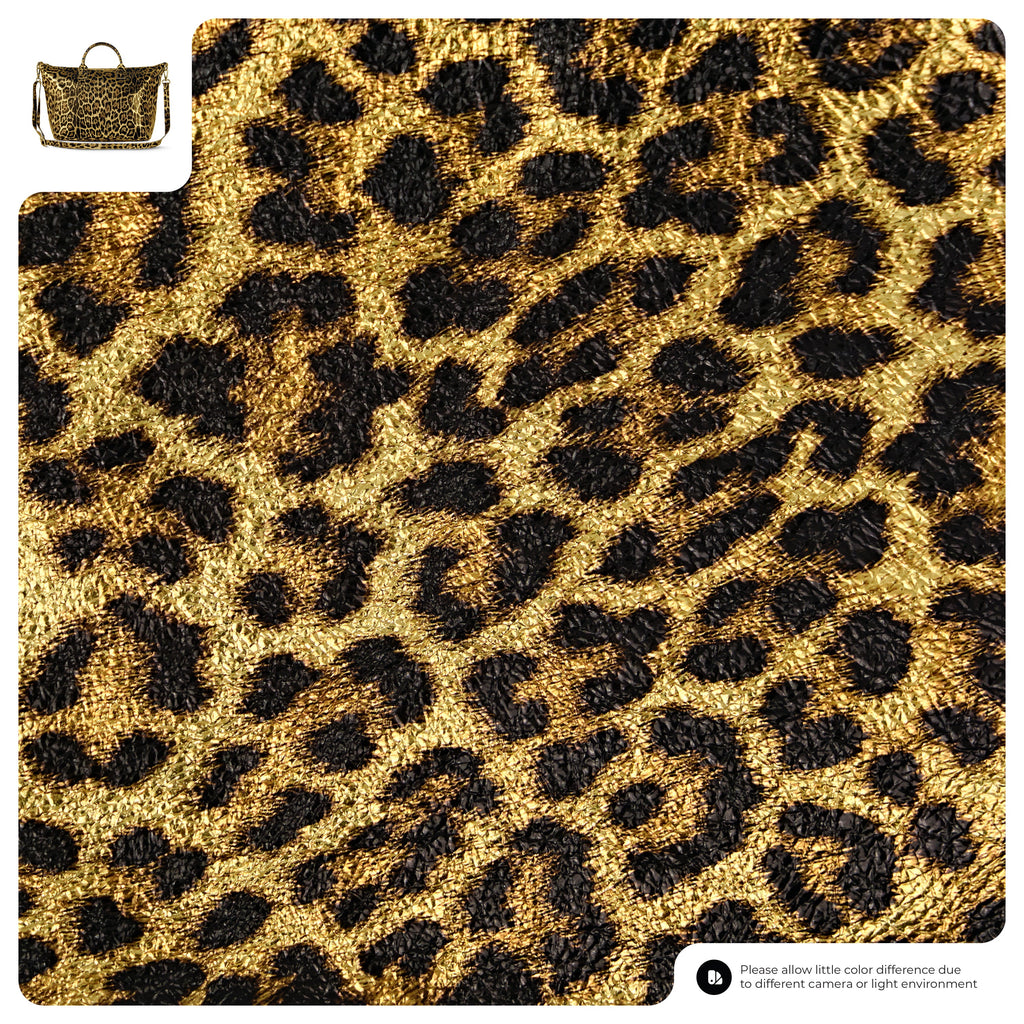 Leopard Metallic Suede Leather Top-Handle Bag