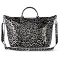 Leopard Metallic Suede Leather Top-Handle Bag