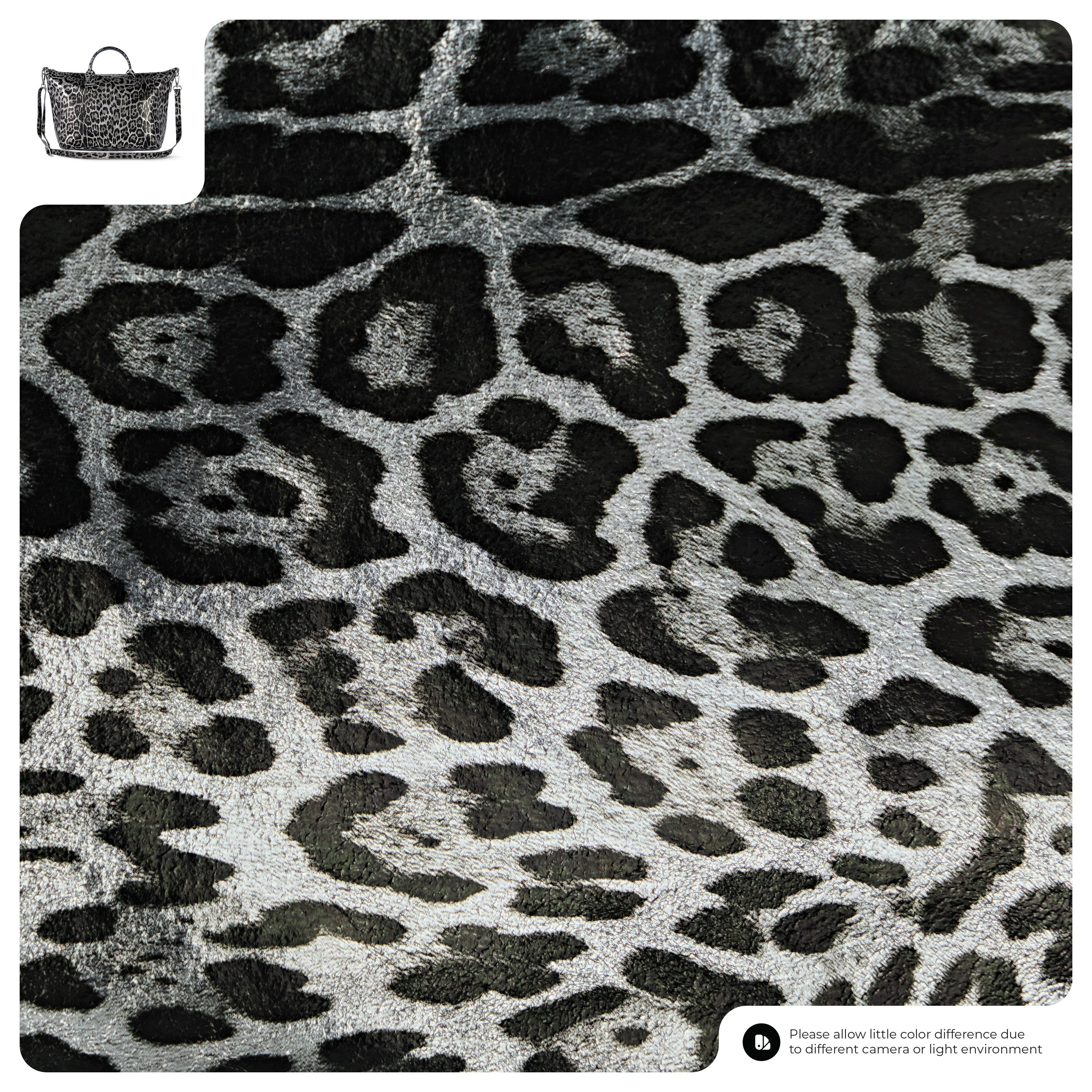 Leopard Metallic Suede Leather Top-Handle Bag
