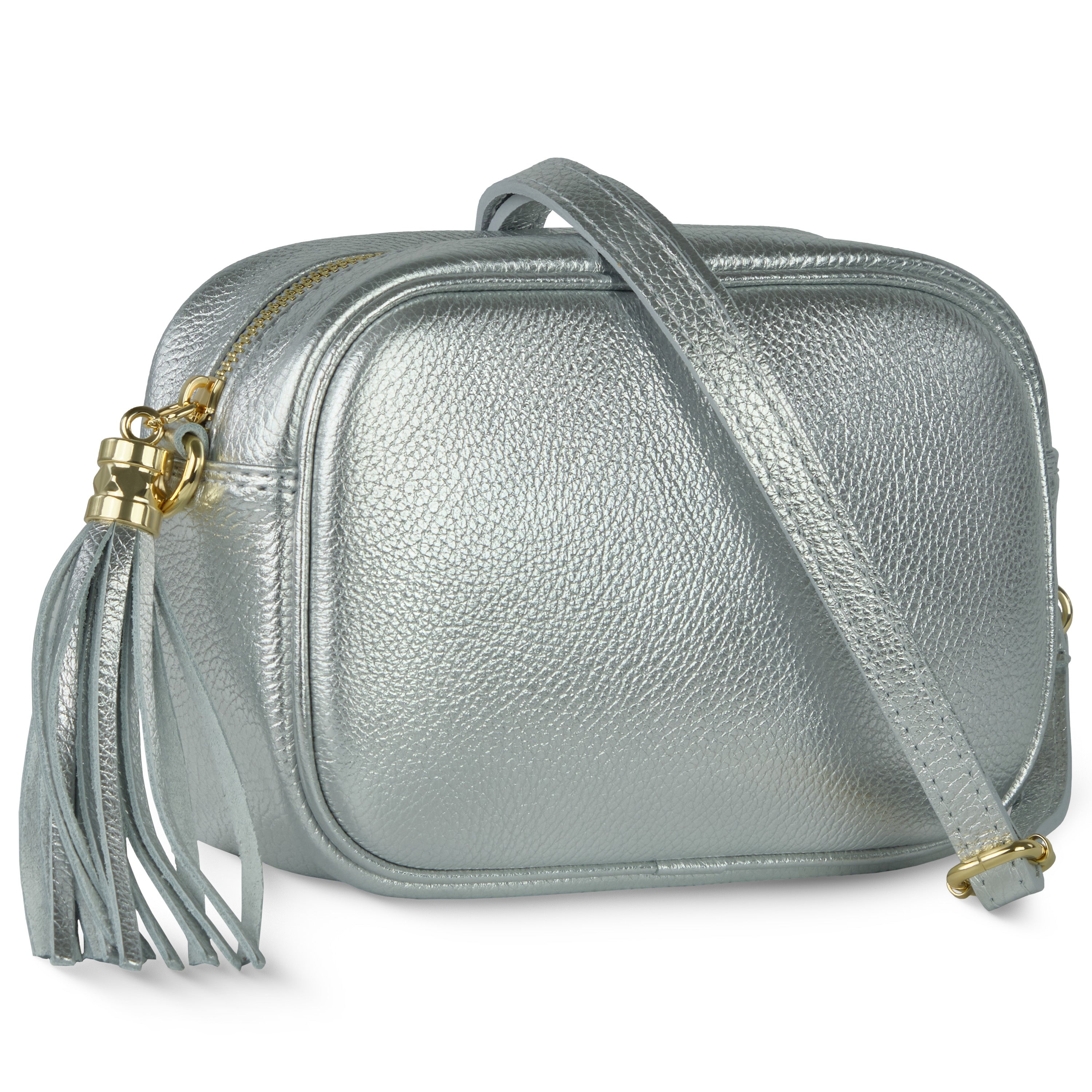 Metallic Calf Leather Crossbody Bag
