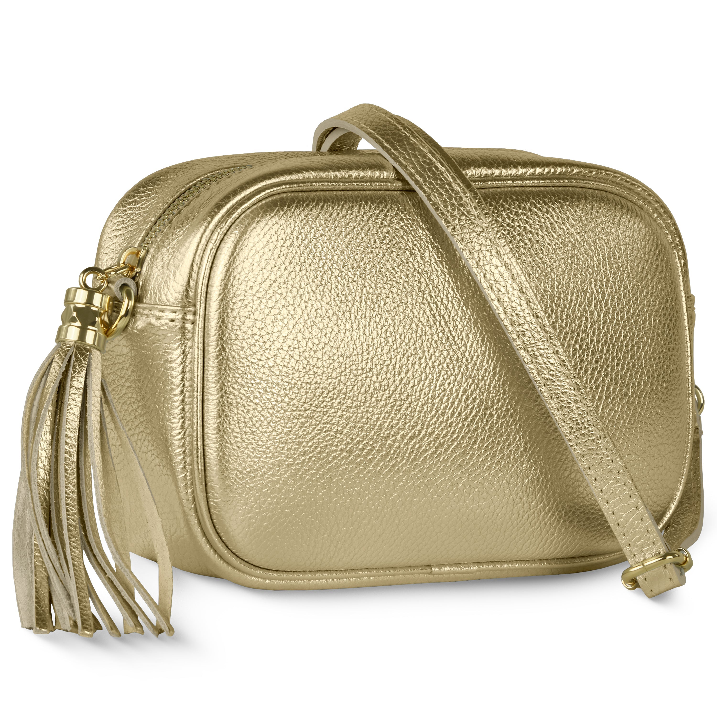 Metallic Calf Leather Crossbody Bag