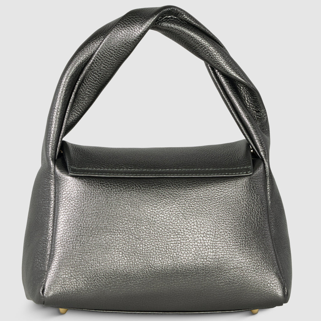 Metallic Calf Leather Top-Handle Bag
