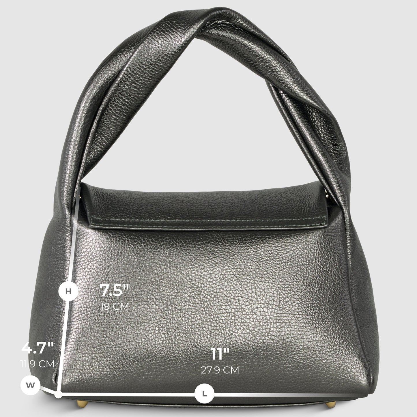 Italian Metallic Full-Grain Leather Top-Handle Bag | Trieste
