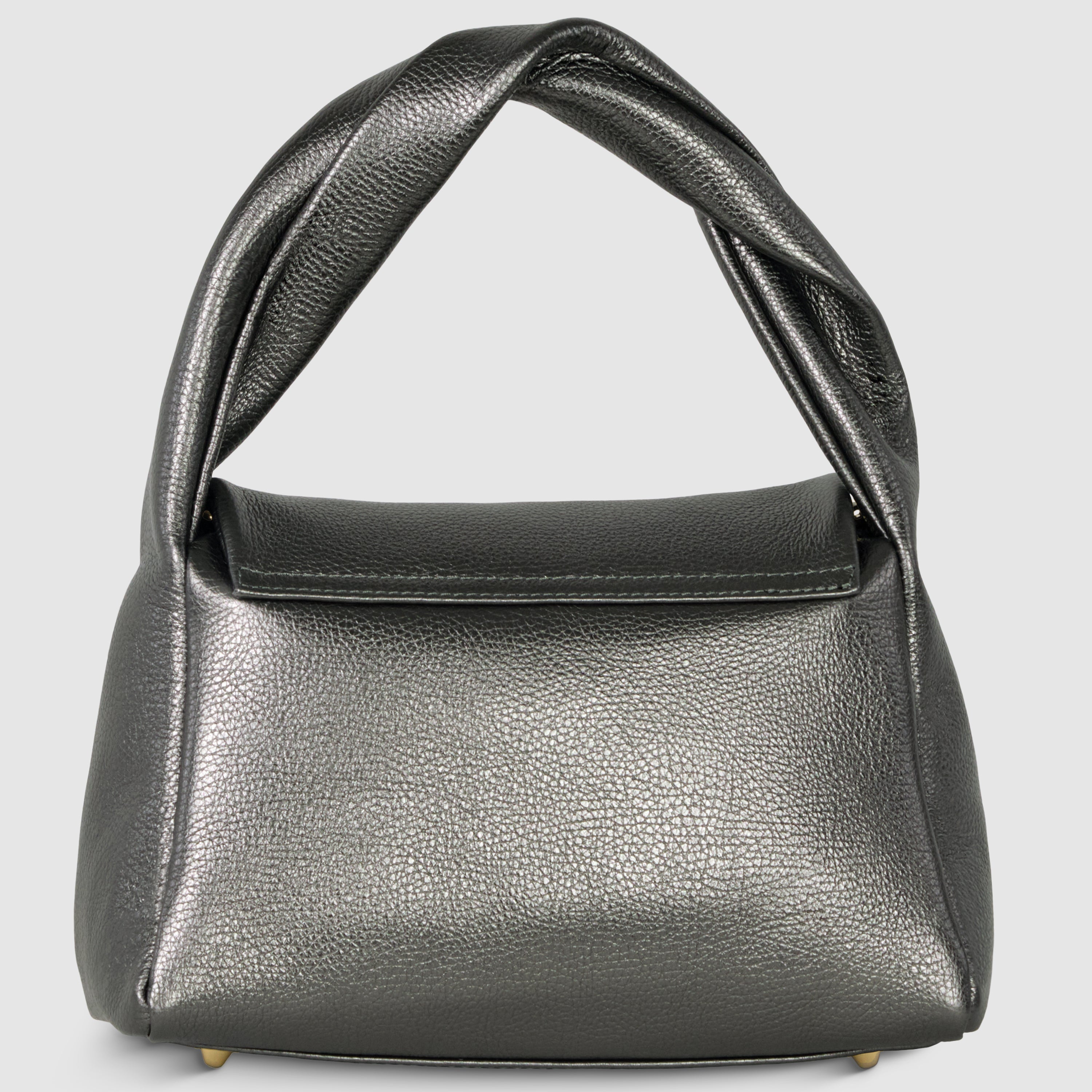 Metallic Calf Leather Top-Handle Bag