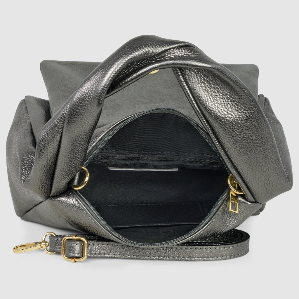 Metallic Calf Leather Top-Handle Bag