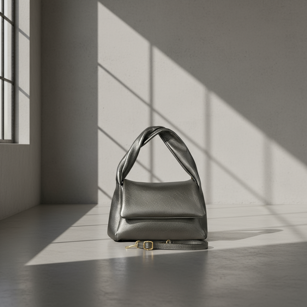 Italian Metallic Full-Grain Leather Top-Handle Bag | Trieste