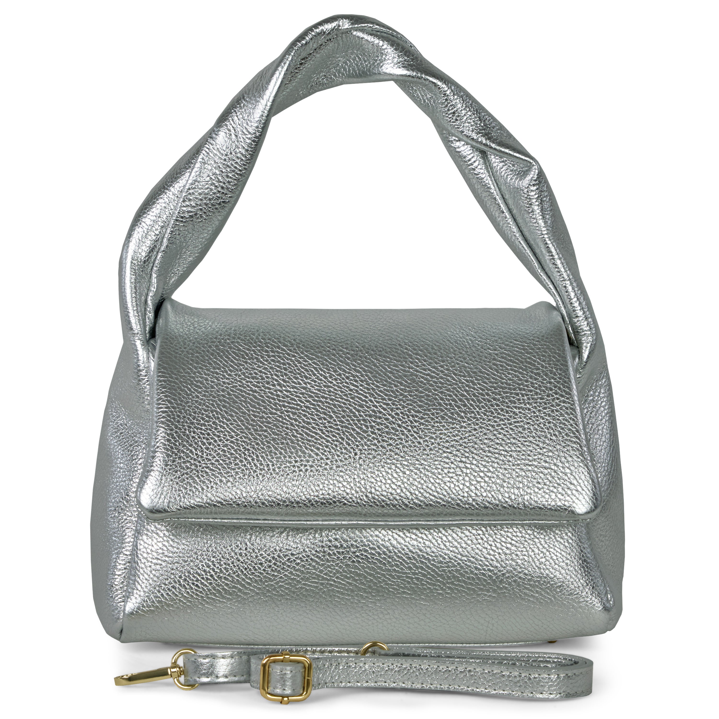 Metallic Calf Leather Top-Handle Bag