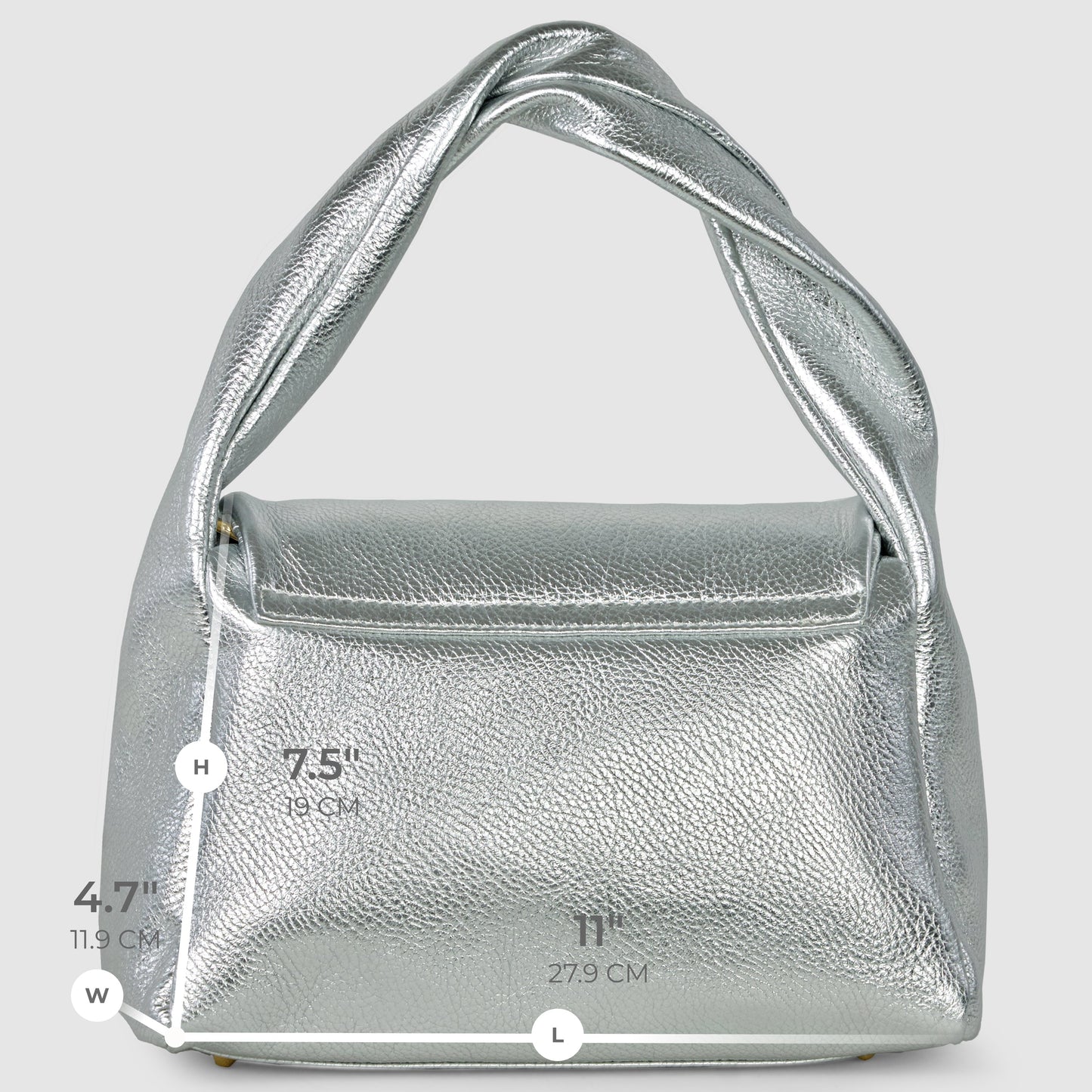 Italian Metallic Full-Grain Leather Top-Handle Bag | Trieste