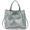 Grid Metallic Suede Leather Top-Handle Bag