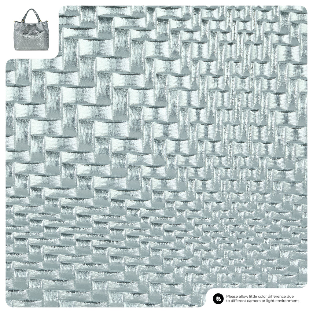 Grid Metallic Suede Leather Top-Handle Bag