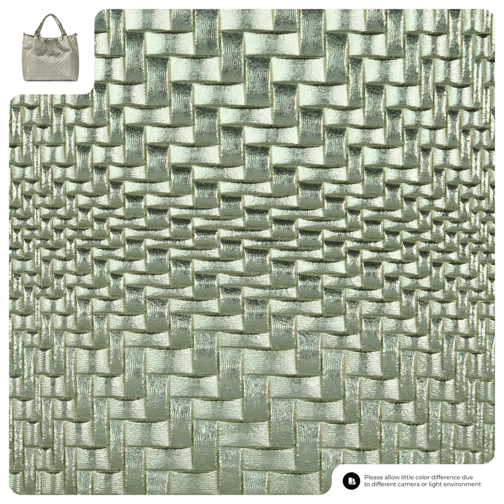 Grid Metallic Suede Leather Top-Handle Bag