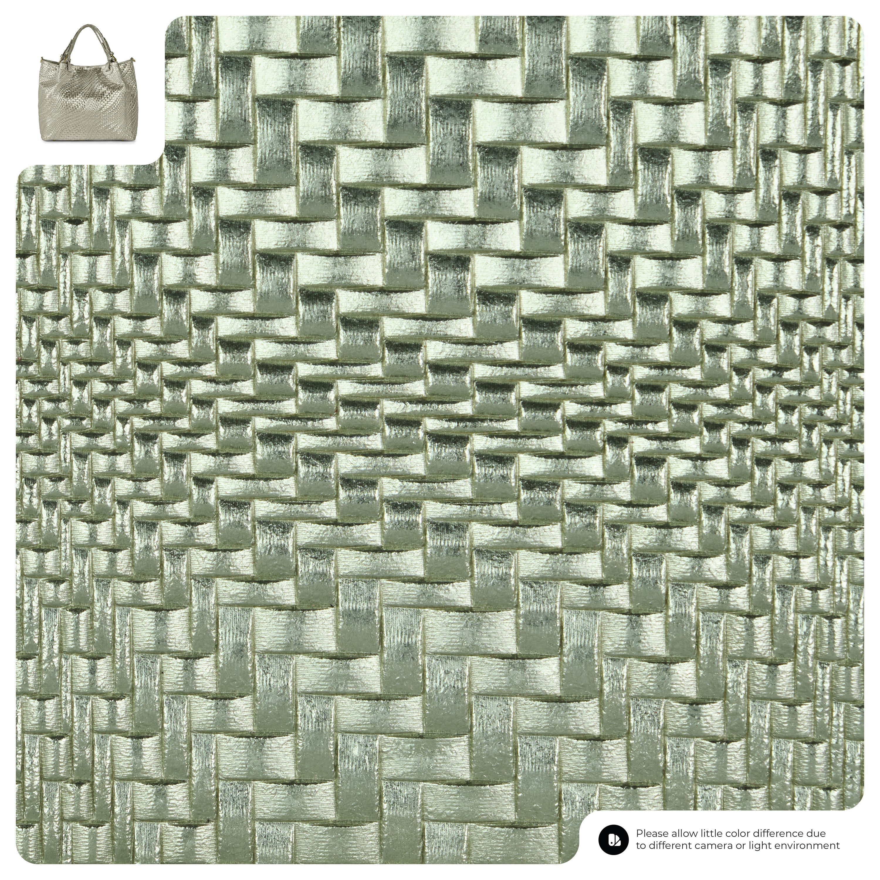 Grid Metallic Suede Leather Top-Handle Bag