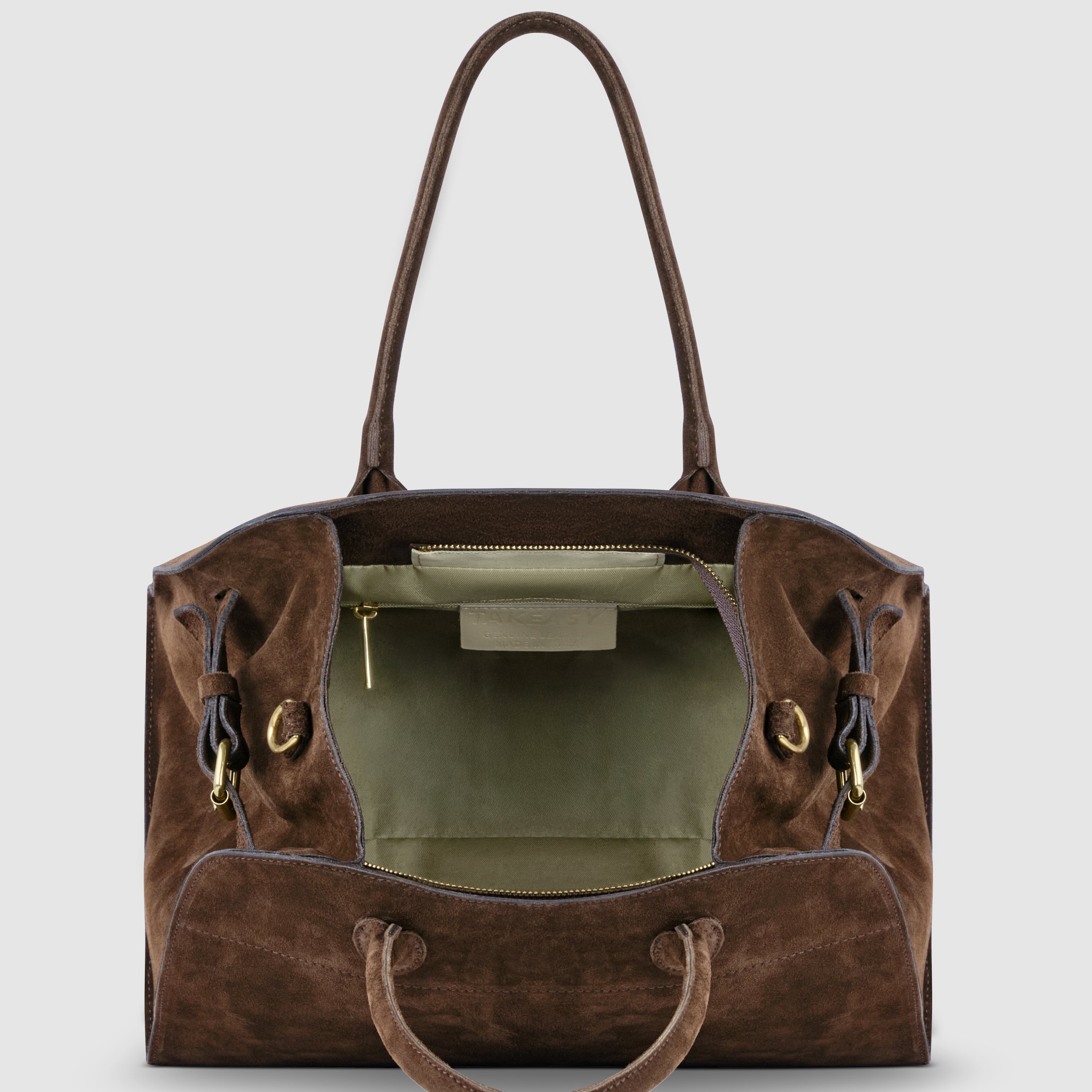 Suede Leather Top-Handle Bag