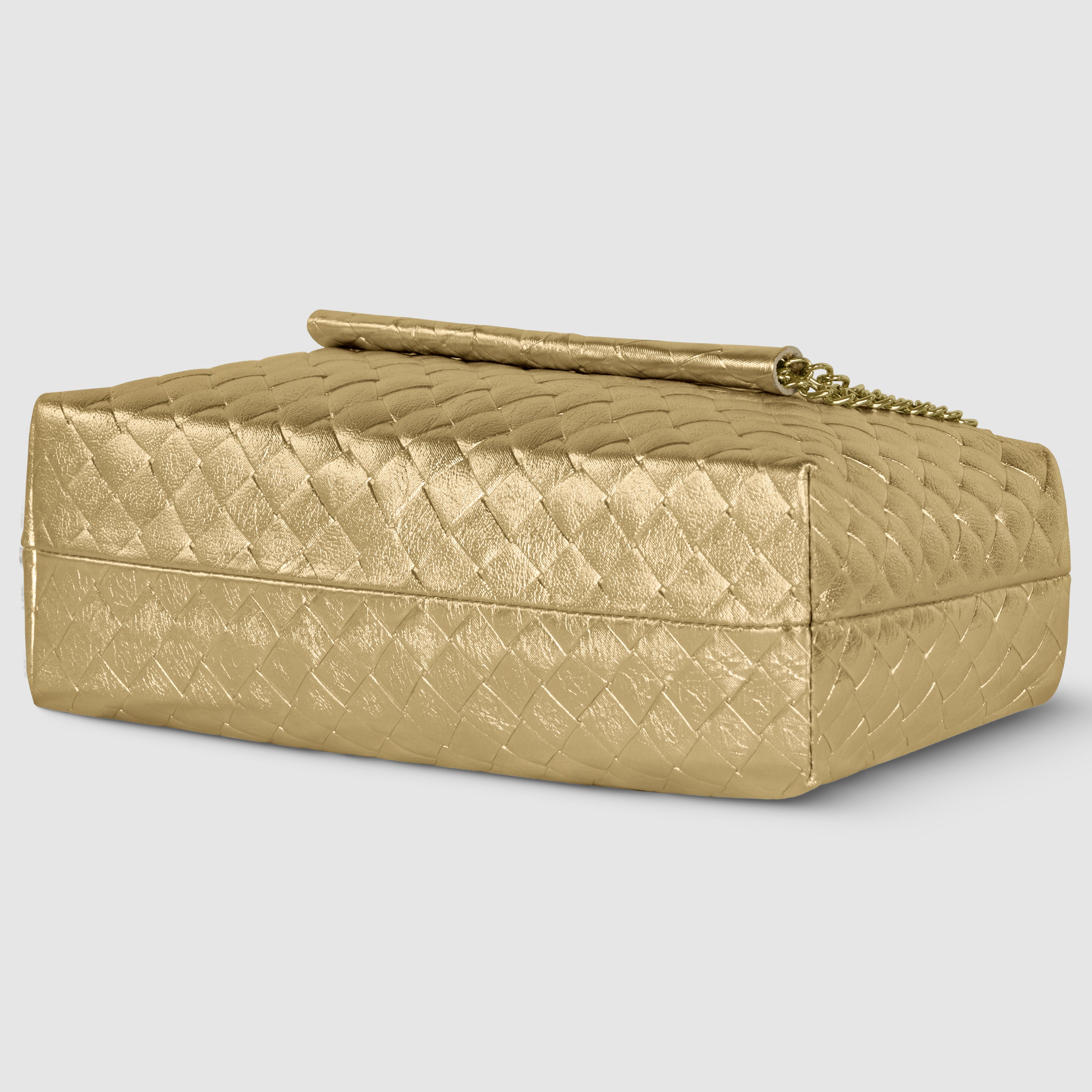 Weave Metallic Suede Leather Crossbody Bag